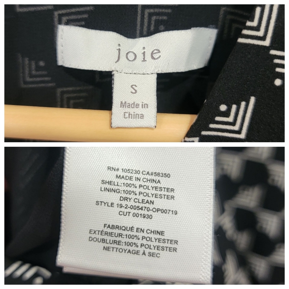 Joie Burgess Jumpsuit Black Wide Leg Cropped Geometric Print Belted Women’s S - Picture 13 of 17